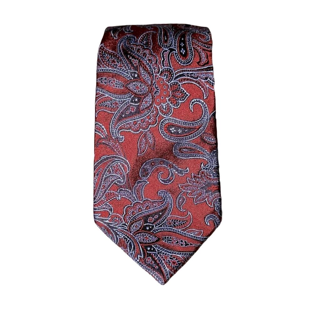 Jos. A. Bank burgundy blue paisley men’s designer tie 100% silk made in Italy